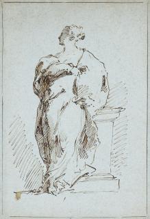 Pietro Antonio Novelli - Draped Female Figure Leaning On A Pedestal