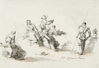 Pietro Antonio Novelli - Felsige Landschaft mit Hirten