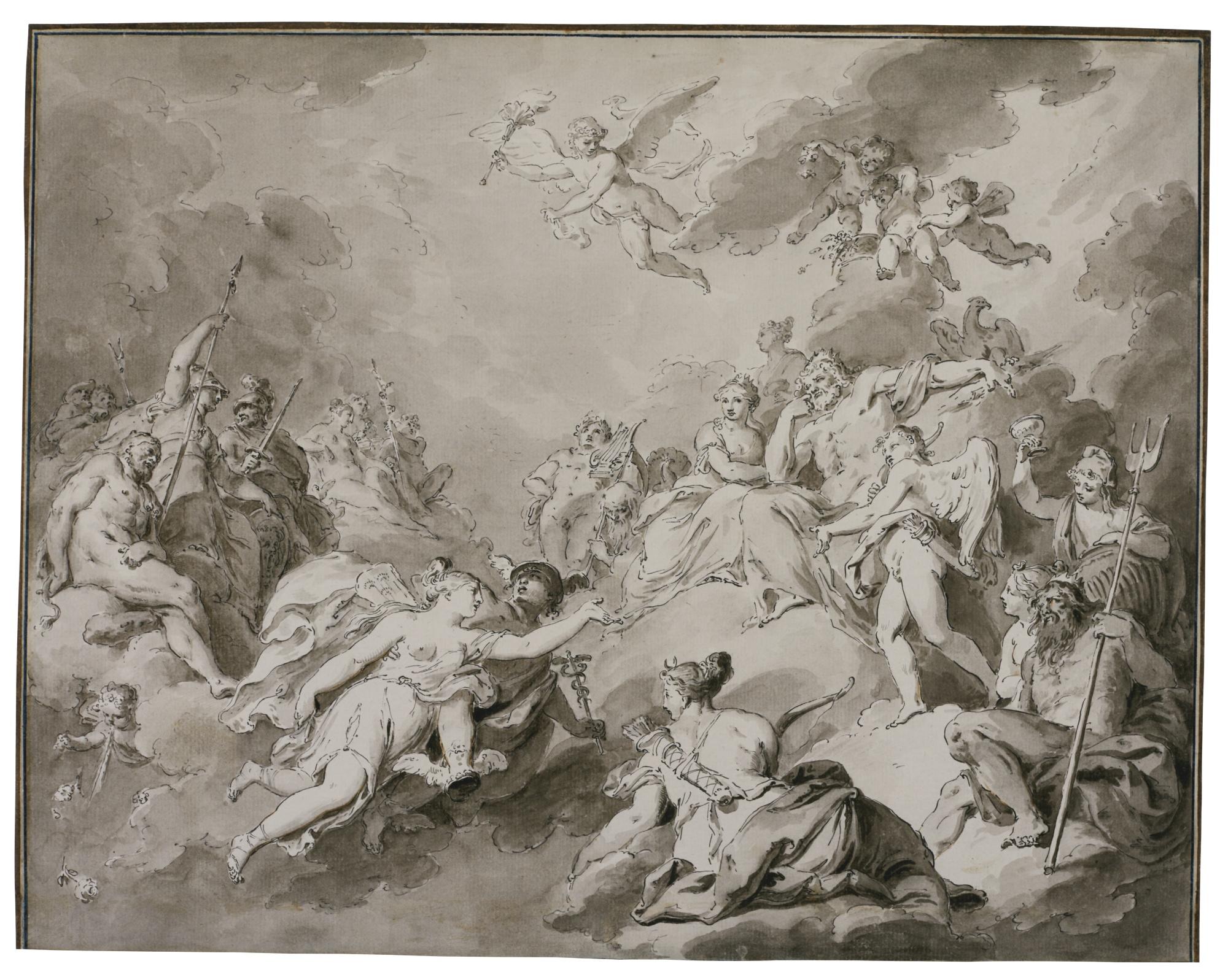 Pietro Antonio Novelli - Mercury Leads Psyche To Mount Olympus