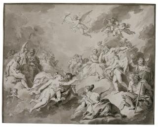 Pietro Antonio Novelli - Mercury Leads Psyche To Mount Olympus