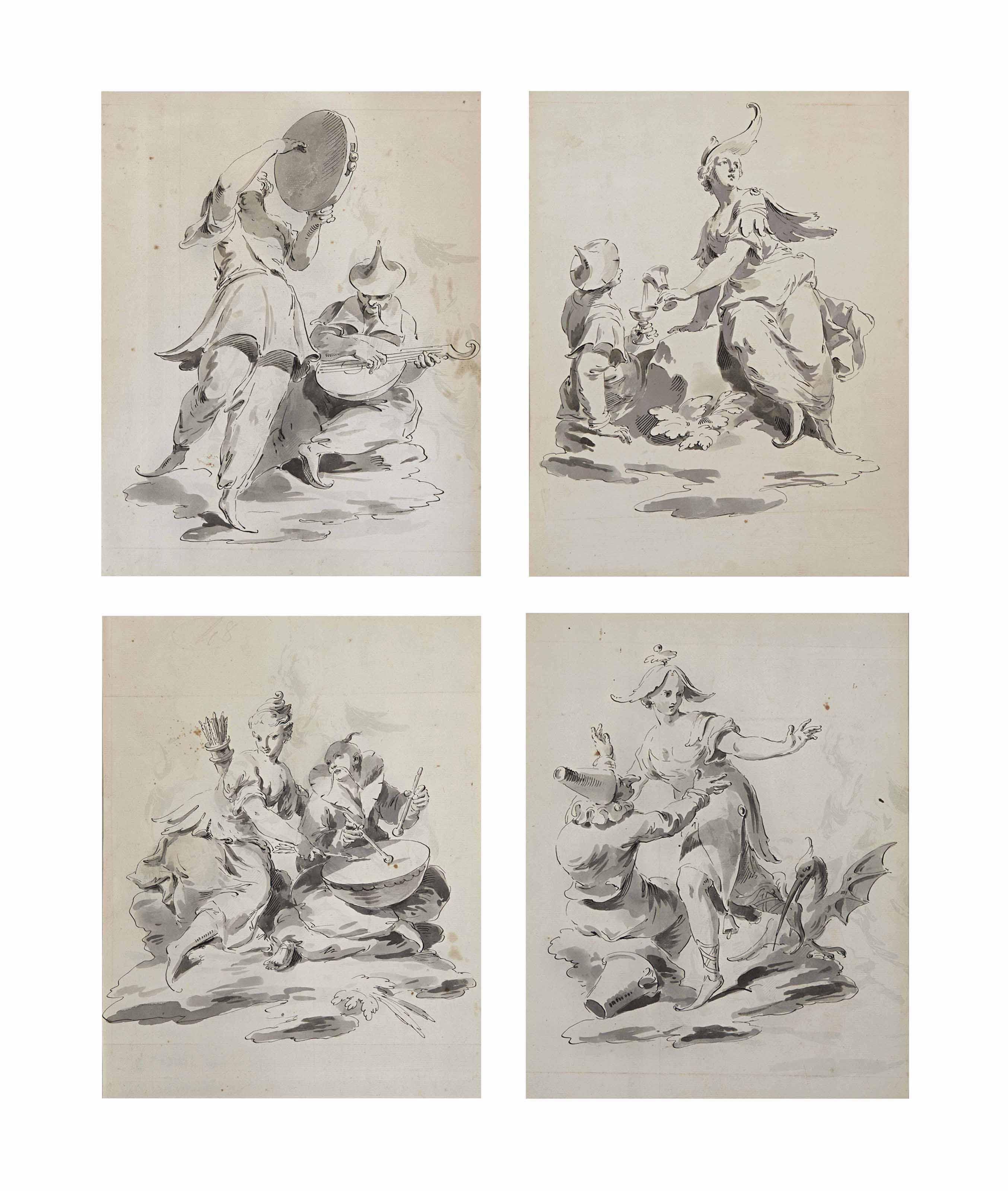 Pietro Antonio Novelli - Quatre couples de figures de fantaisies