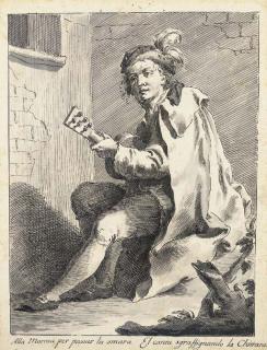 Pietro Antonio Novelli - Un jeune homme assis jouant de la guitare