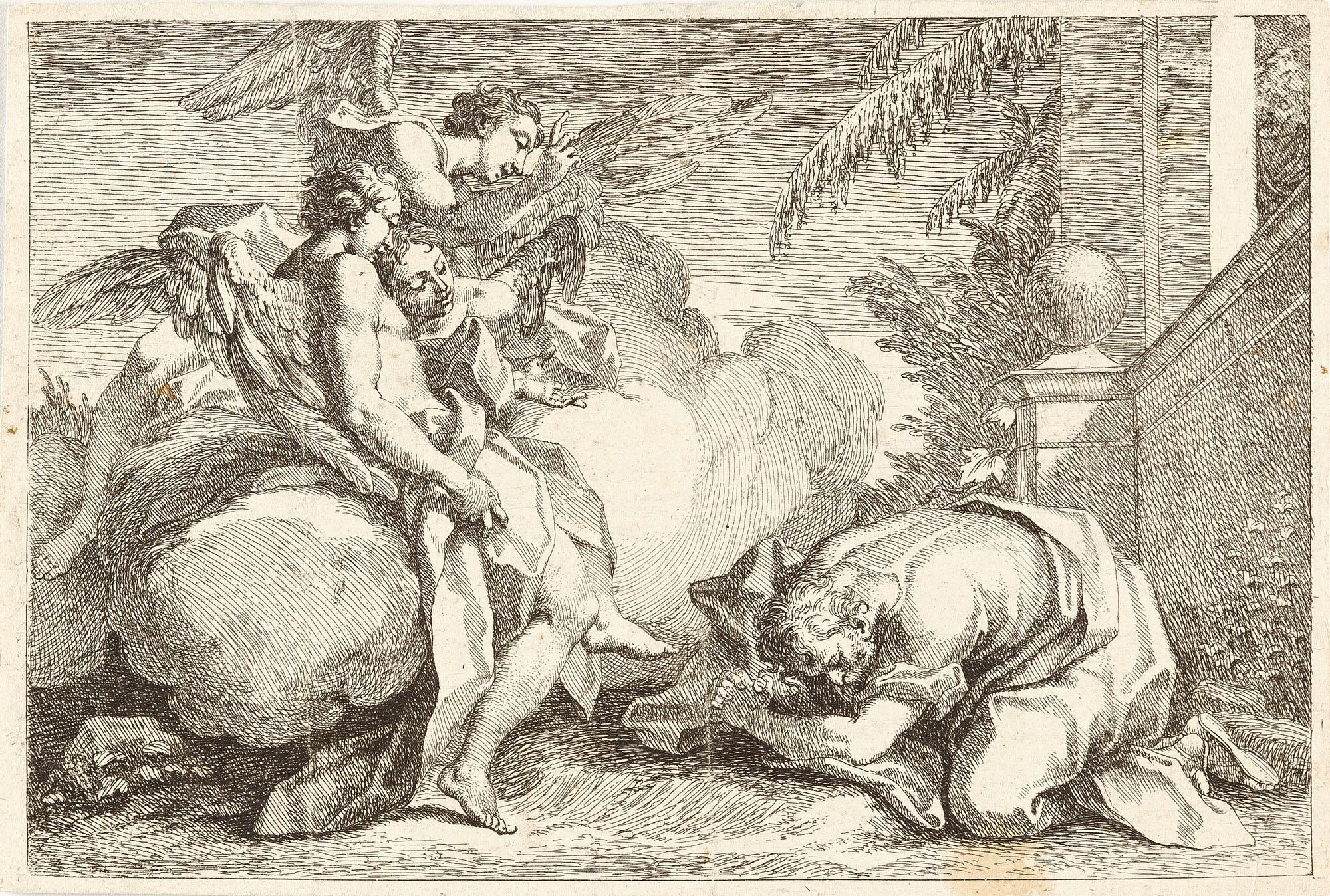 Pietro Antonio Rotari - Abraham auf den Knien vor den drei Engeln.