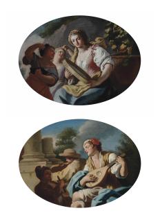 Pietro Bardellino - A Young Lady Playing A Tambourine, With Two Women Playing The Castanets; And A Young Man Playing The Mandolin, With Others Playing The Violin And Rommelpot