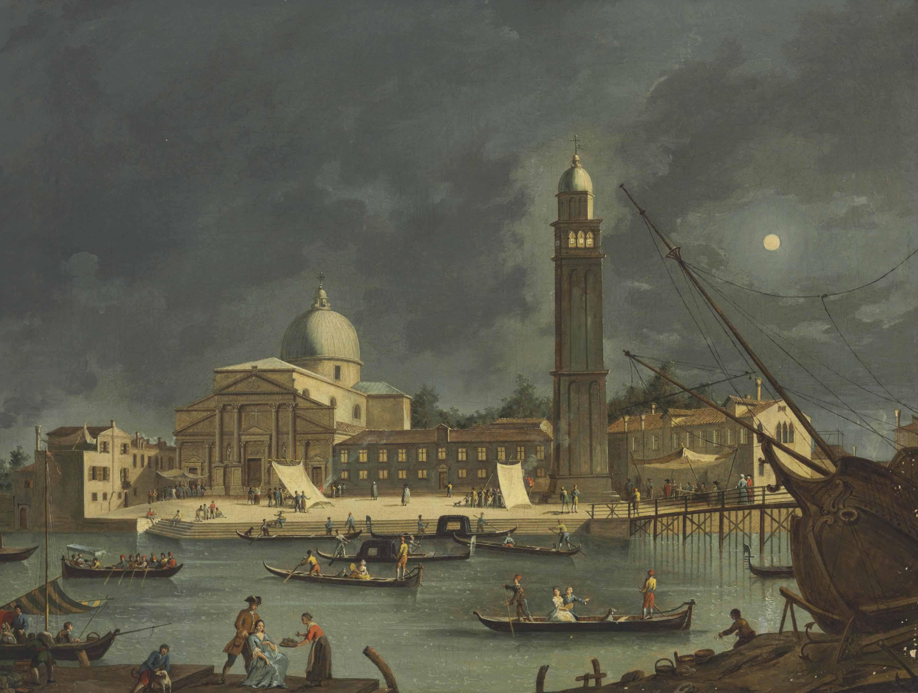 Pietro Bellotti - A Night Festival At San Pietro Di Castello, Venice