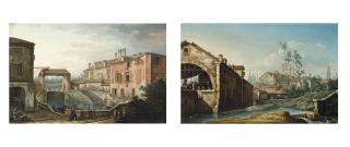 Pietro Bellotti - Dolo, on the Brenta; and Padua seen from the outskirts, with the Torre d’Ezzelino and the Basilica di Sant’Antonio