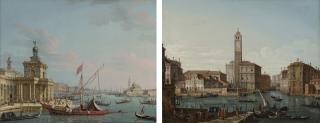 Pietro Bellotti - Venice with the Punta della Dogana, looking East towards the Doge\'s Palace; and Venice with the Grand Canal, S. Geremia and the entrance to the Cannaregio