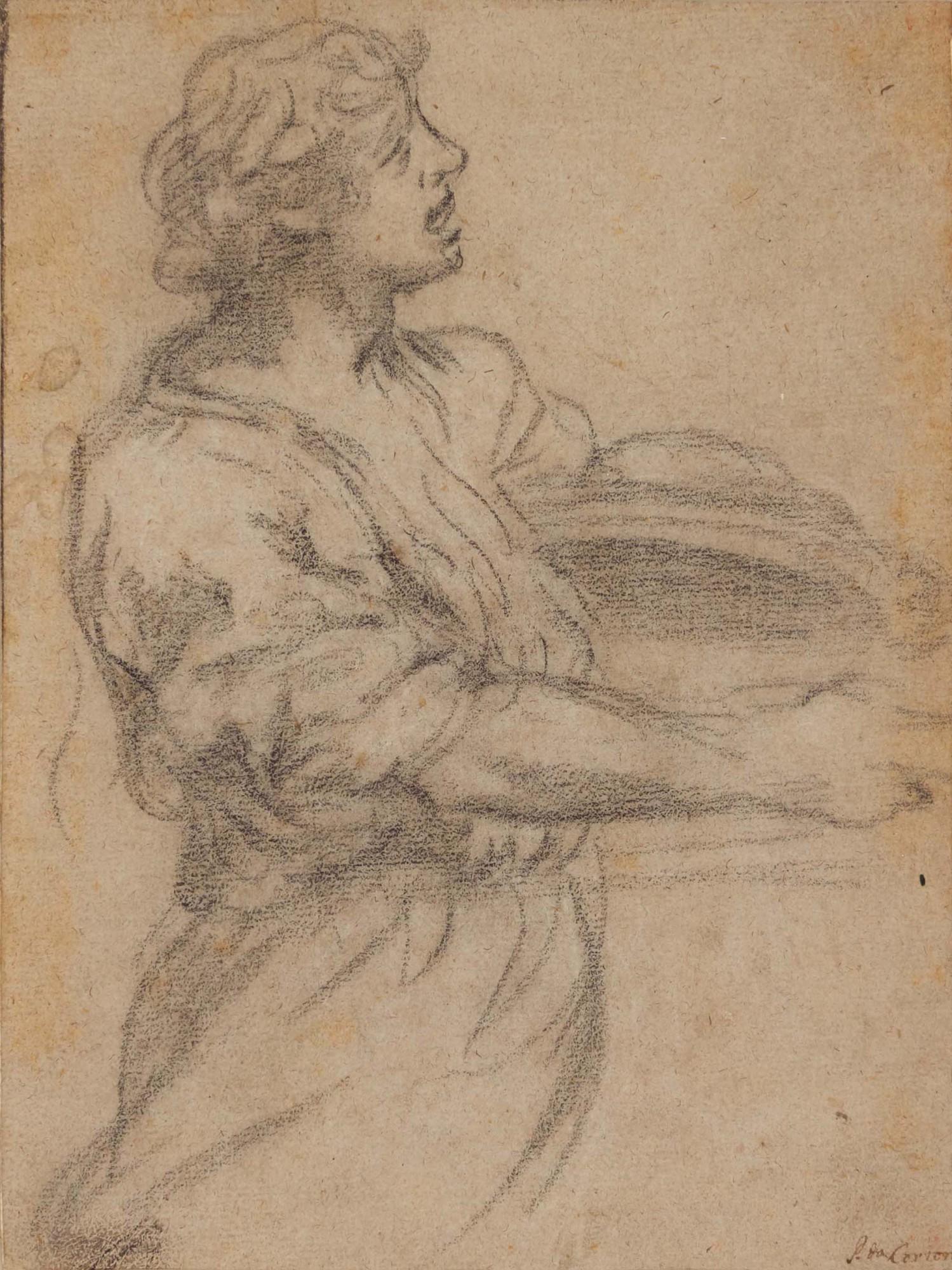 Pietro Berrettini - A Young Man Holding A Dish, Seen In Profile