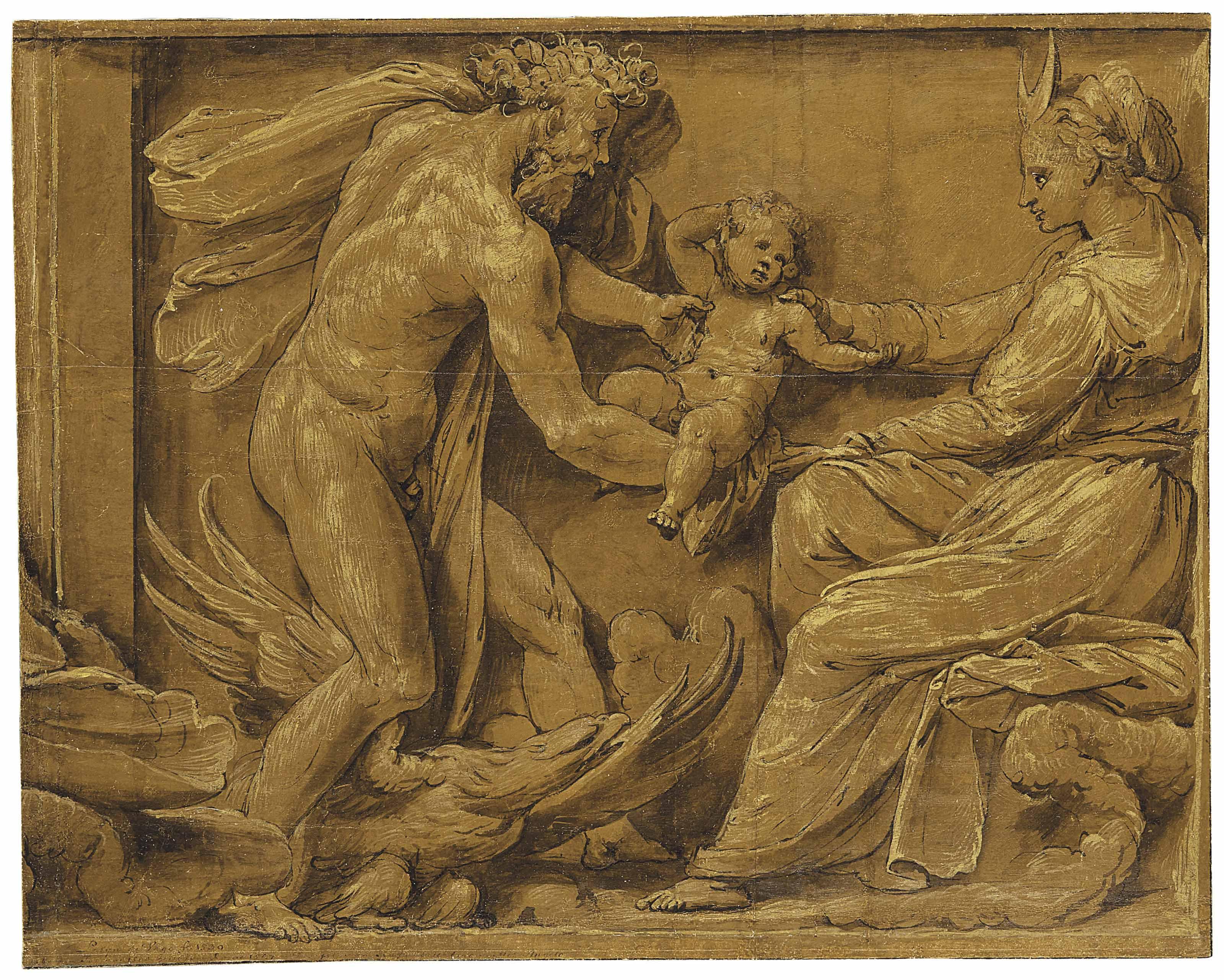 Pietro Buonaccorsi, Called Perino Del Vaga - Jupiter handing a newborn boy to Diana