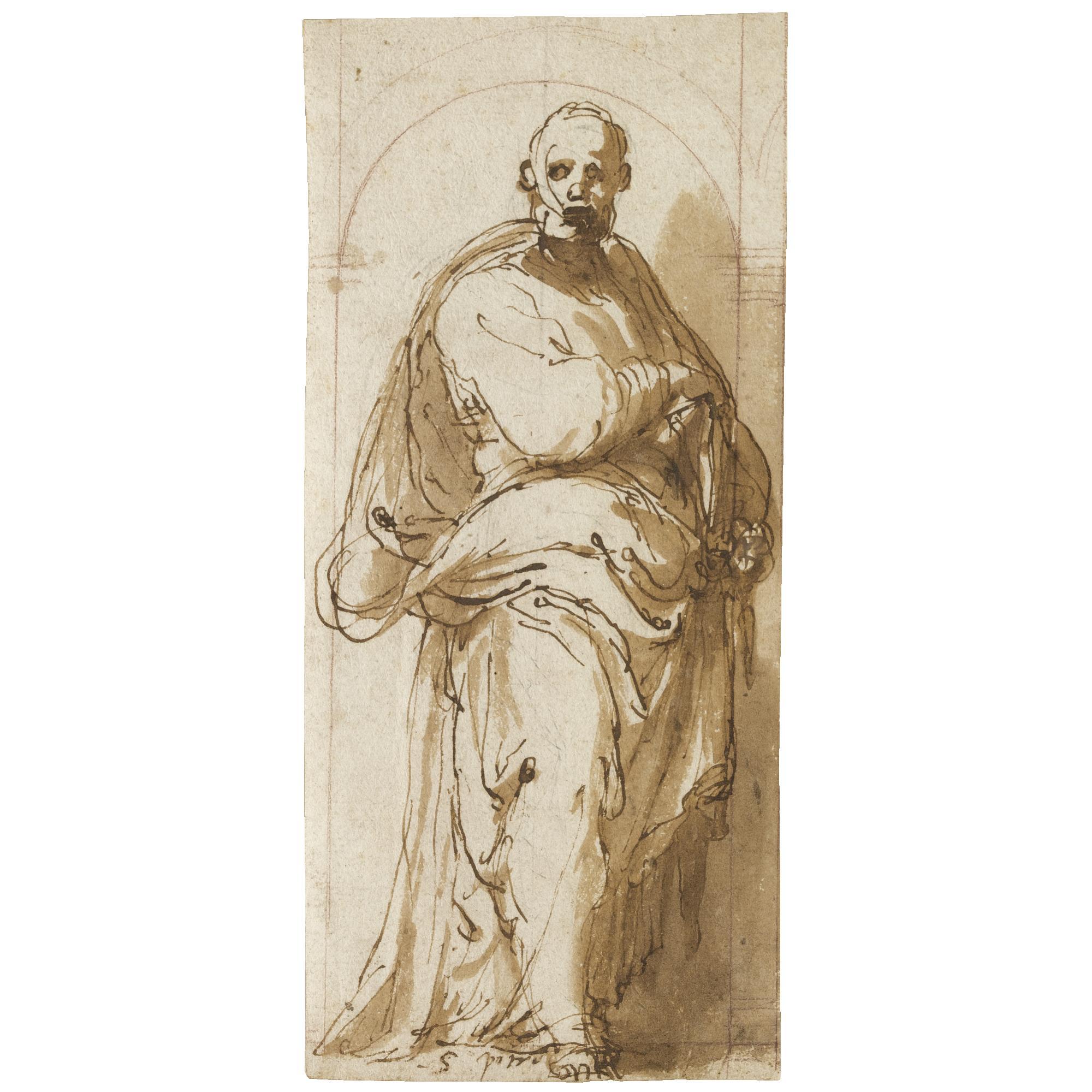 Pietro Buonaccorsi - Recto: St Peter Standing In A Niche; Verso: A Muse Playing A Lyre