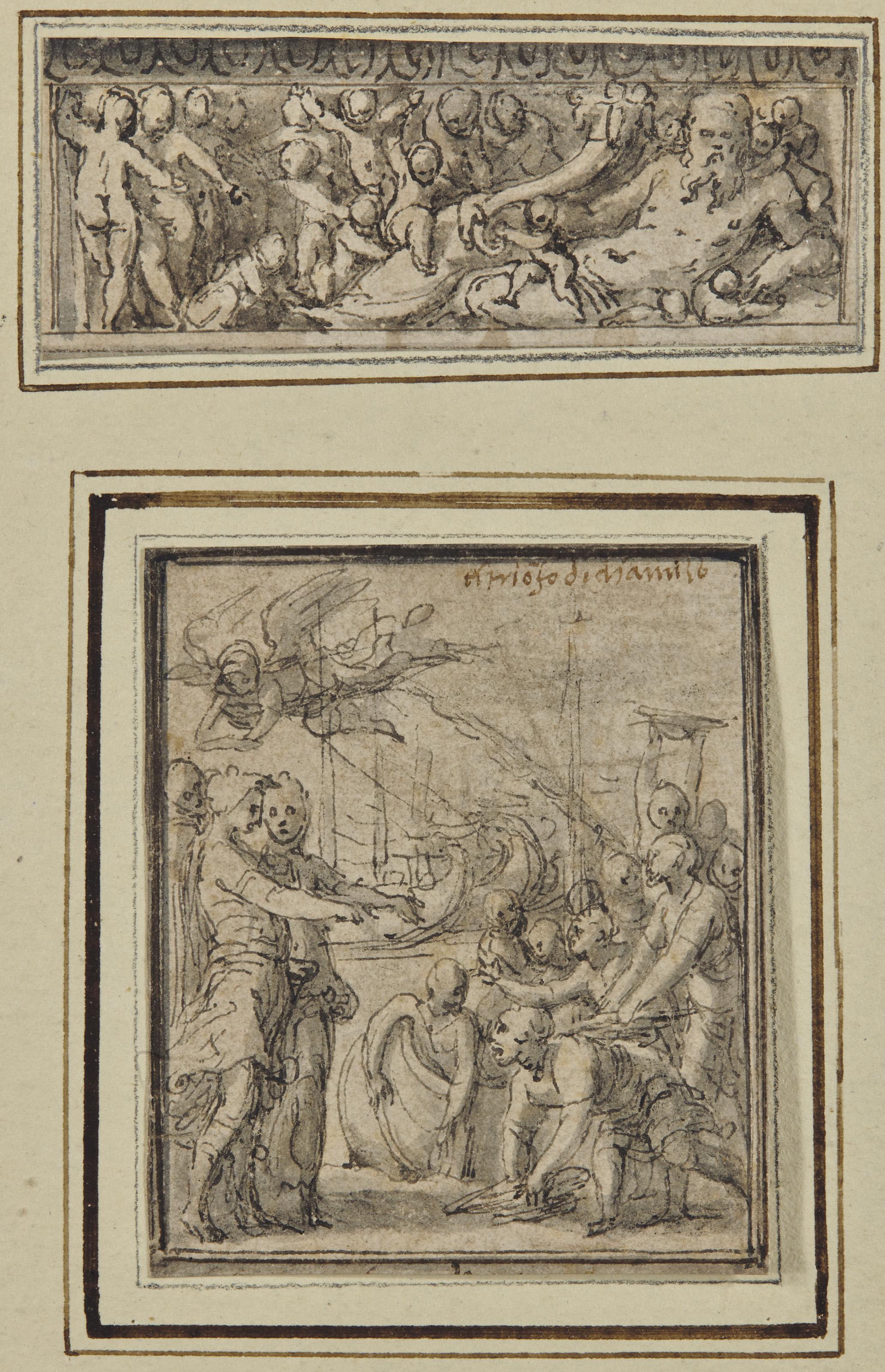 Pietro Buonaccorsi - Un Dieu Fleuve Entouré De Putti ; Et Le Triomphe De Marcus Furius Camillus