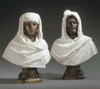 Pietro Calvi - Busts of a Sheikh and a Sheikhah