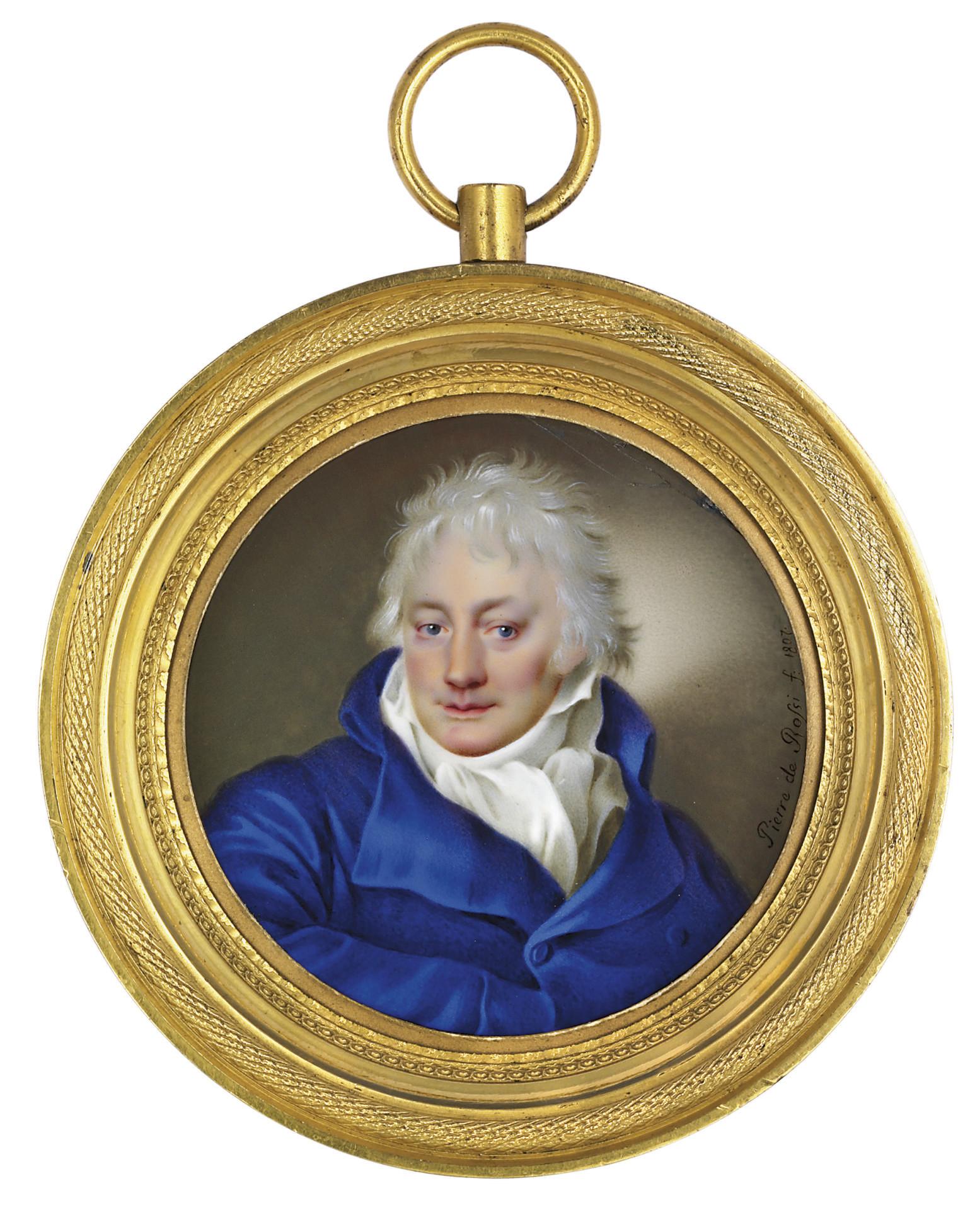 Pietro De Rossi - Petr Stepanovic Valuev (1743-1814), in double-breasted blue coat, white shirt and knotted cravat, powdered hair