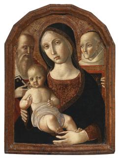 Pietro Di Francesco Orioli - Madonna And Child With Saints Jerome And Bernardino Of Siena
