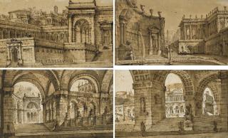 Pietro di Gottardo Gonzaga - Four studies for stage designs