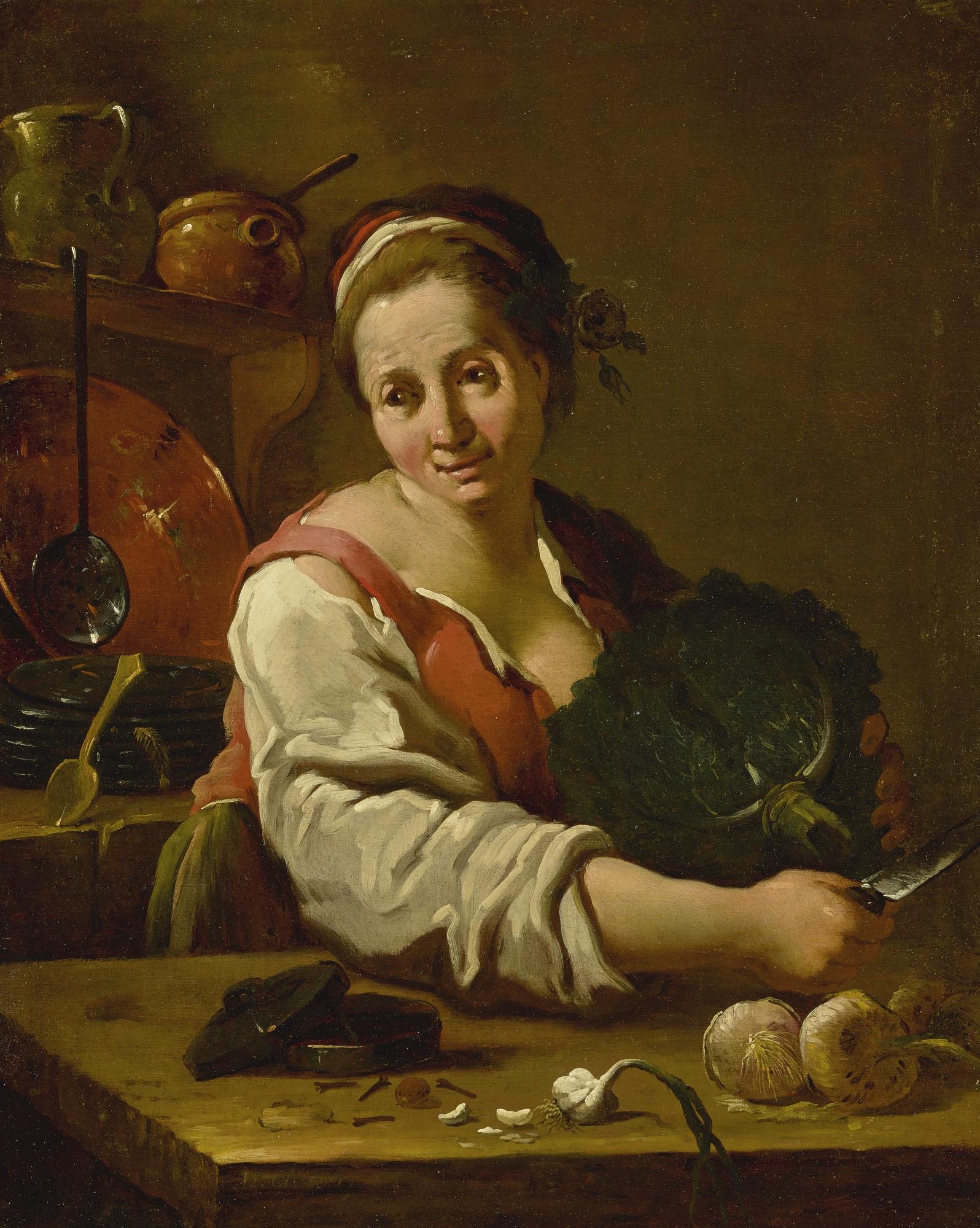 Pietro Domenico Olivero - Portrait Of A Cook In A Kitchen