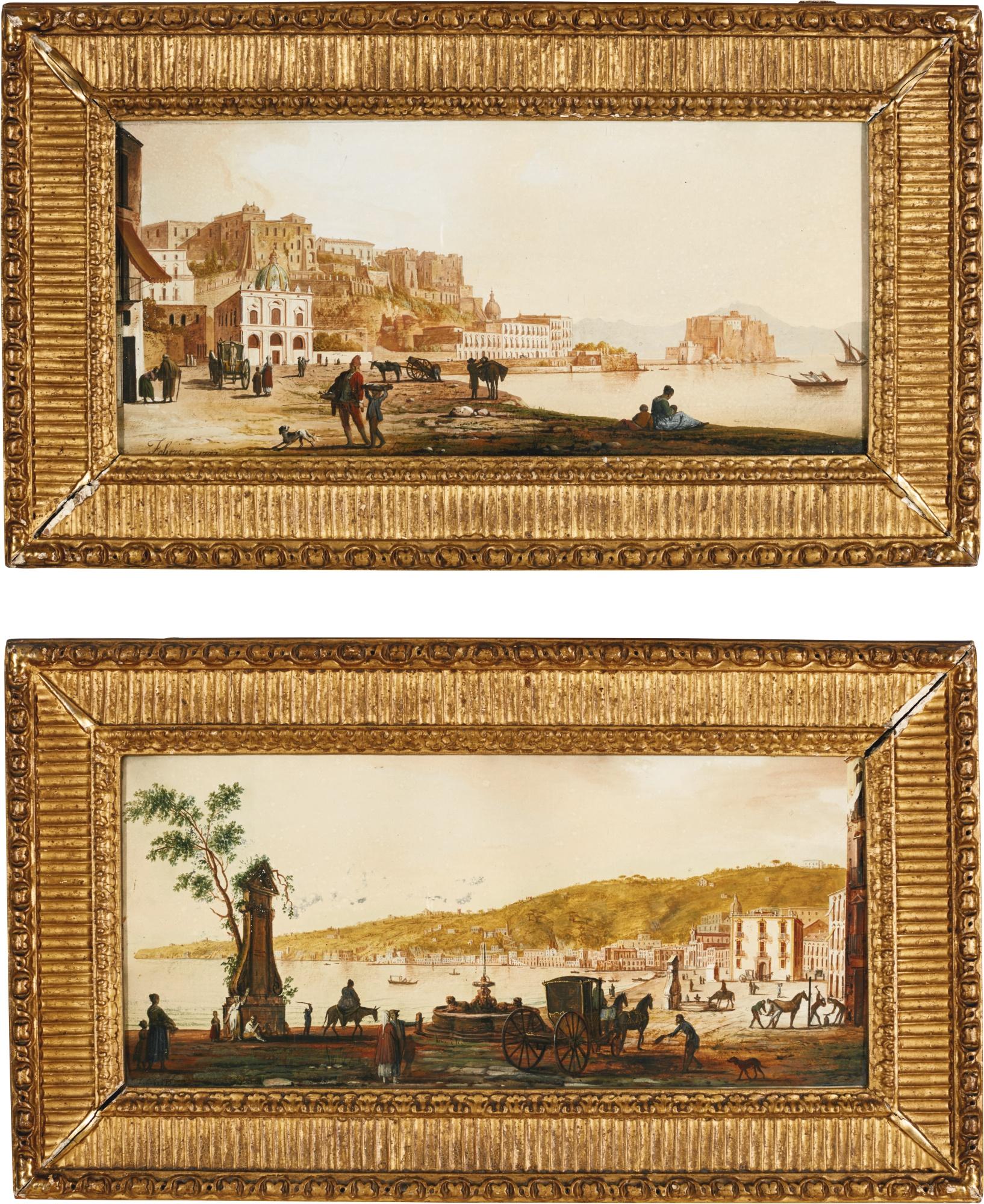 Pietro Fabris - A) View Of Naples, Looking Towards Castel Dell\' Ovo B) View Of Naples, Looking Towards Mergellina 
