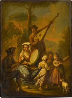 Pietro Fabris - Figures dancing and playing music in the countryside