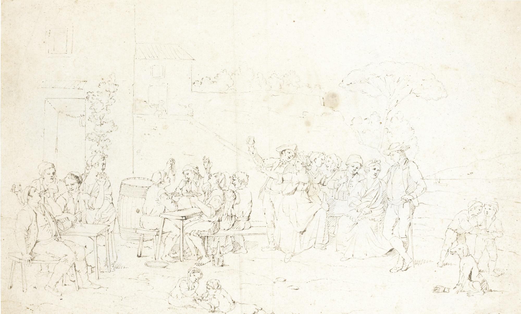 Pietro Fabris - Figures Eating, Drinking And Making Merry Outside An Inn