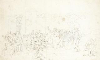 Pietro Fabris - Figures Eating, Drinking And Making Merry Outside An Inn