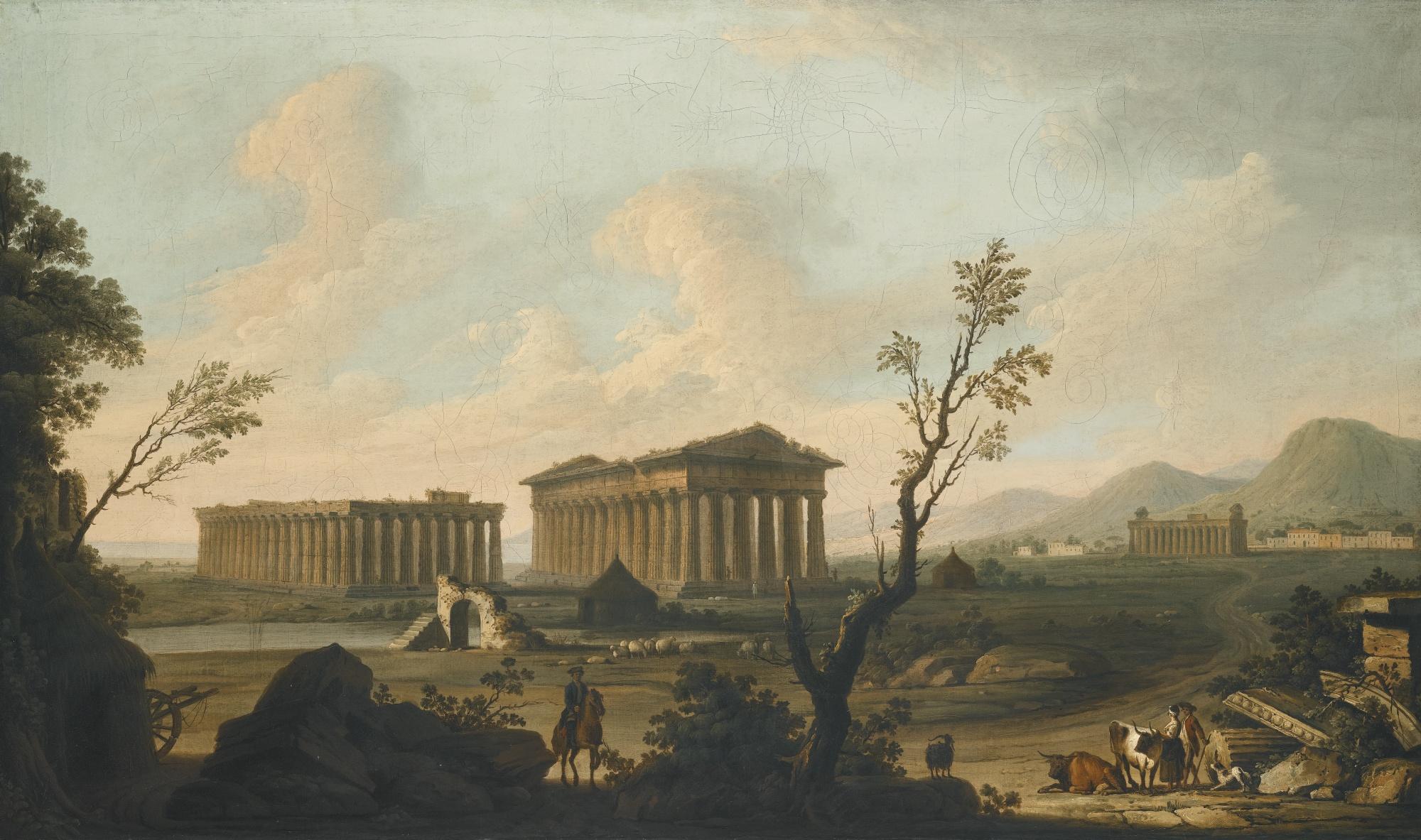 Pietro Fabris - Paestum, A View From The West With The Temples Of Poseidon And Ceres