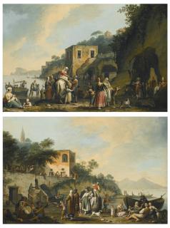 Pietro Fabris - Posillipo, A View Of The Coast Towards Vesuvius; Pozzuoli, A View Of The Bay