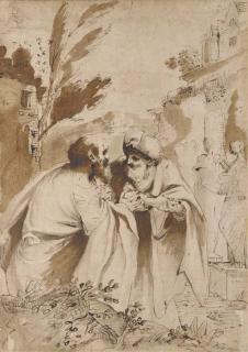 Pietro Faccini - The two Elders conversing, Susannah in the background entering the bath