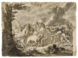 Pietro Fancelli - Recto: The Caledonian Boar Hunt Verso: A Female Figure Striding Forward