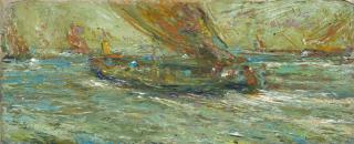 Pietro Fragiacomo - Barche in laguna