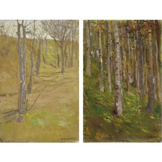 Pietro Fragiacomo - Coppia Di Paesaggi