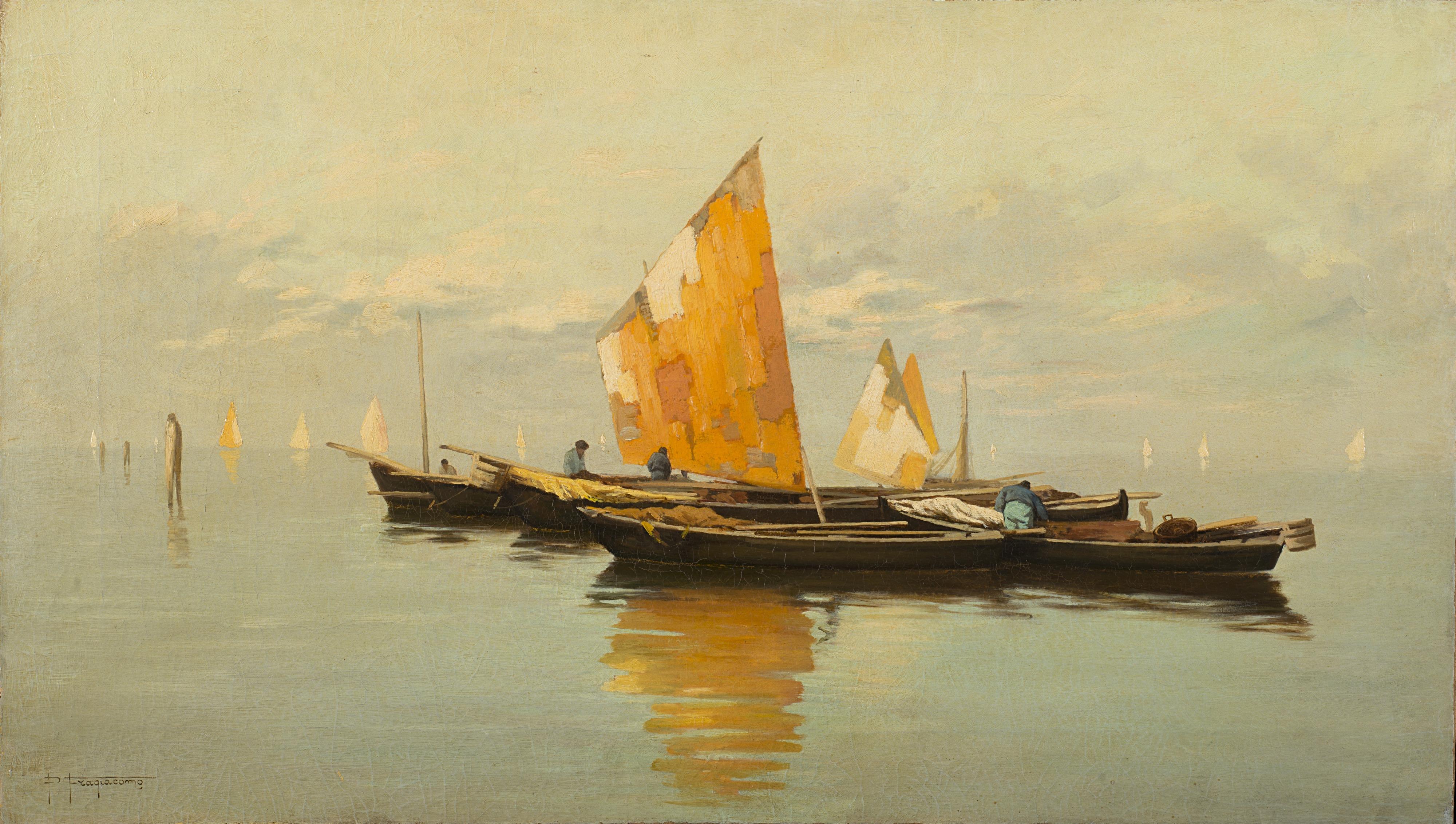Pietro Fragiacomo - Pescatori in laguna