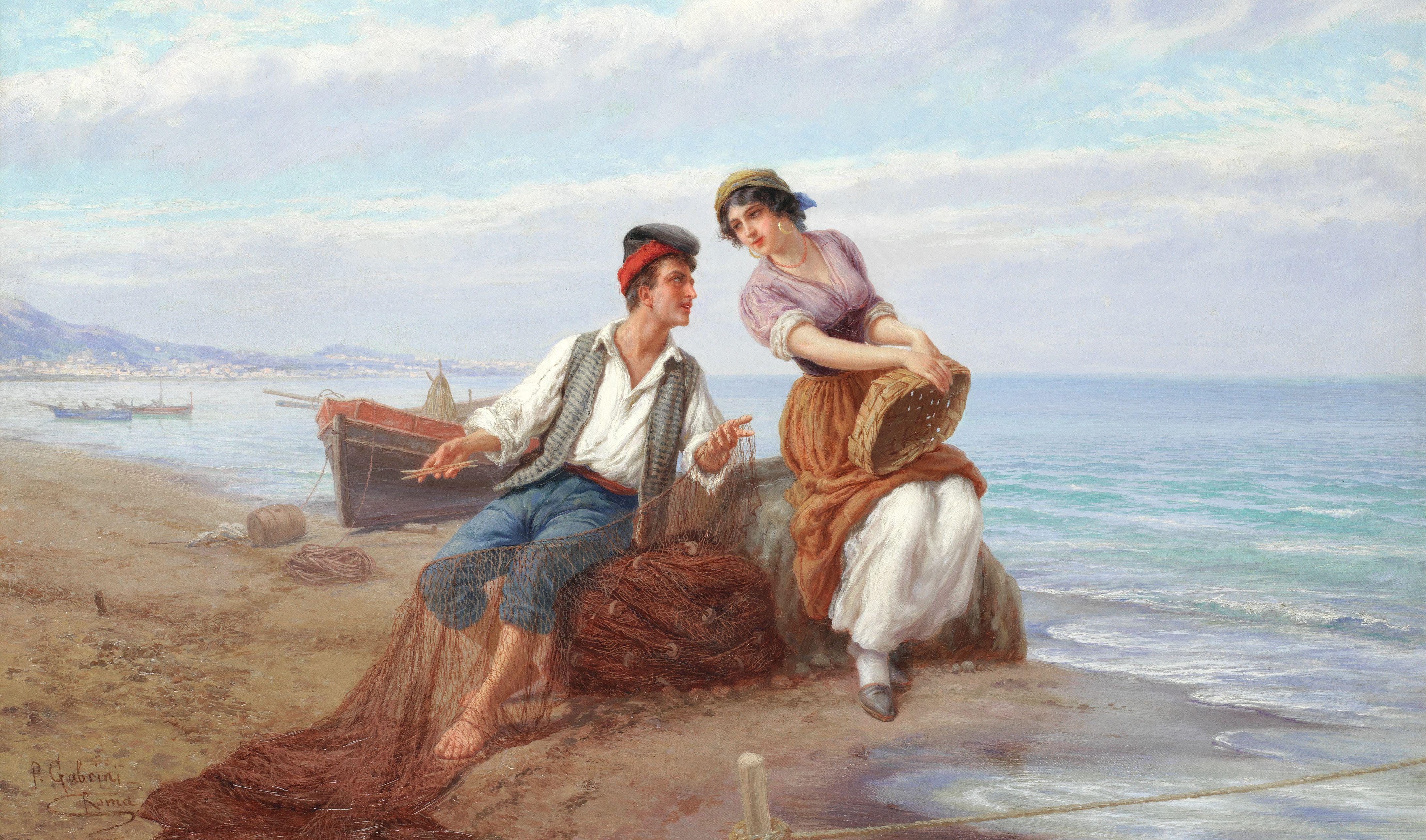 Pietro Gabrini - A Young Couple In The Bay Of Naples
