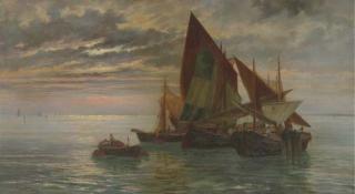 Pietro Gabrini - Boats At Sunset