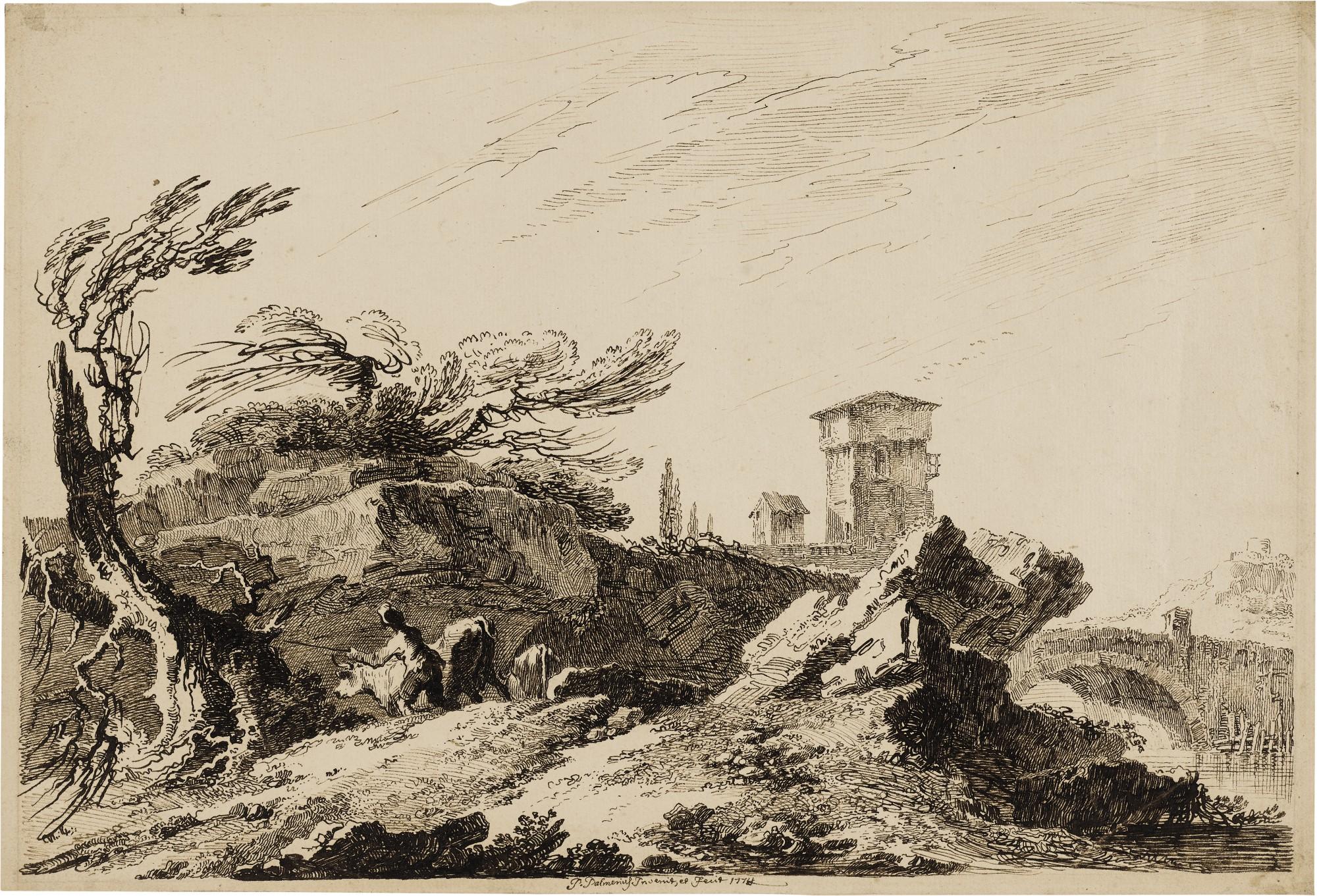 Pietro Giacomo Palmieri - A landscape with herdsman