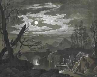 Pietro Giacomo Palmieri - Moonlit Landscape With Fishermen
