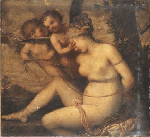 Pietro Liberi - Venus being bound by two putti