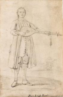Pietro Longhi - A man playing the colascione by a river