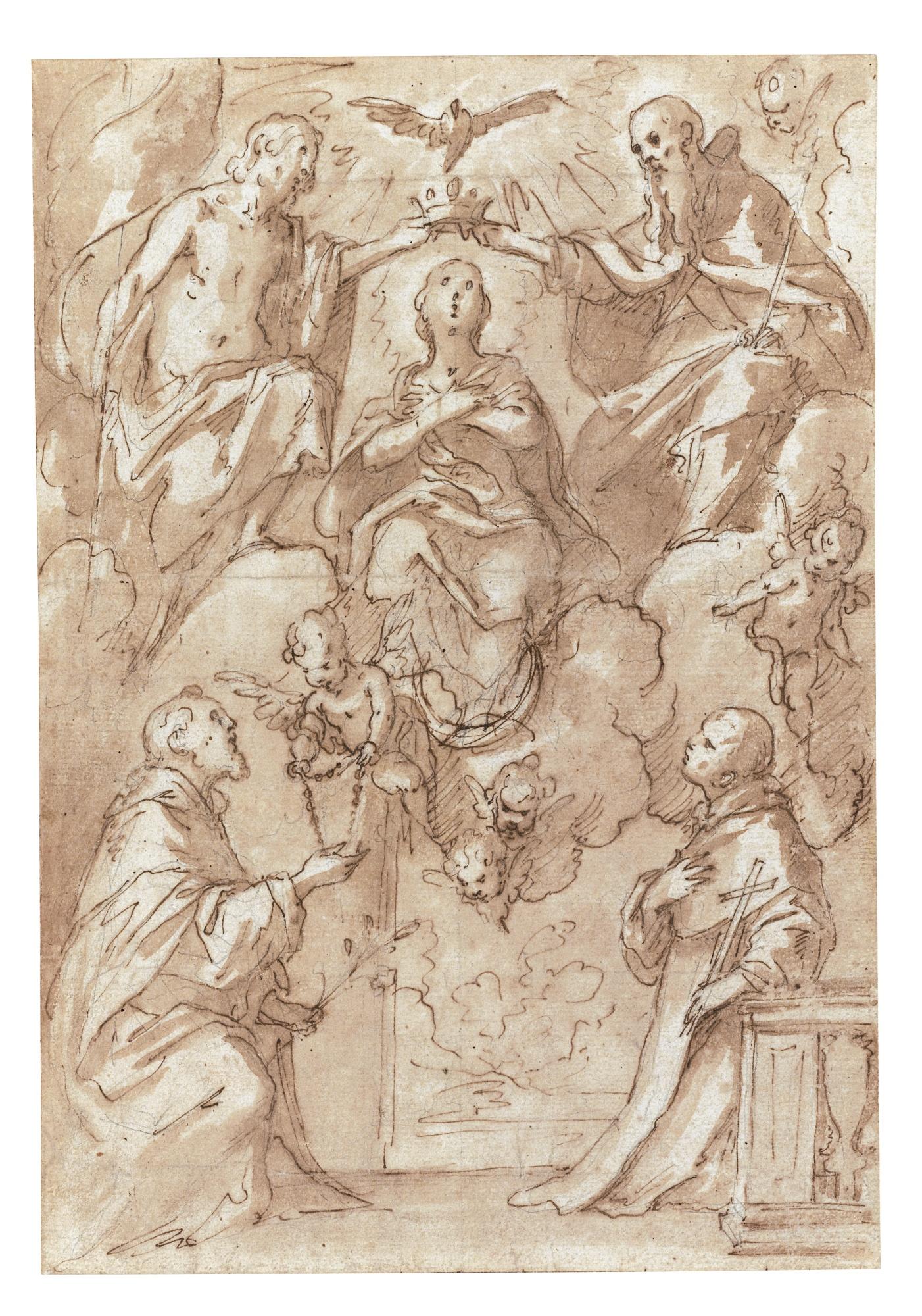 Pietro Novelli - The Coronation Of The Virgin With Two Dominican Saints
