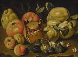 Pietro Paolo Bonzi - Still Life With Apples, Pomegranates, Quinces. Figs And Jasmine