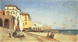 Pietro Scoppetta - Vue du port d\'Amalfi