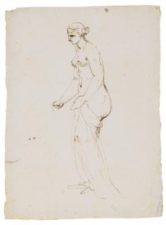 Pietro Testa - A Study Of A Sculpted Female Nude, Seen In Profile, After The Antique