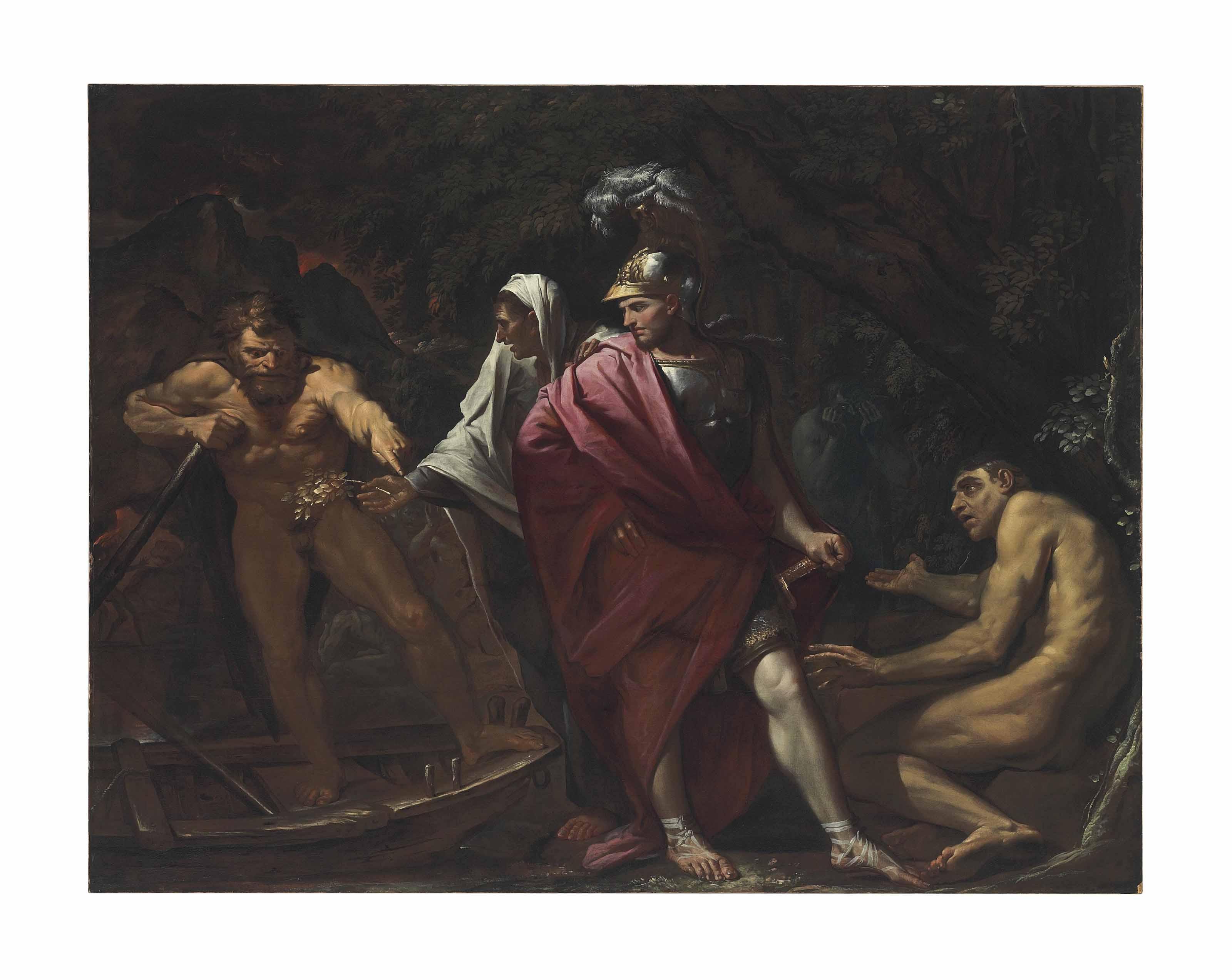Pietro Testa - Aeneas And The Cumaean Sibyl Presenting The Golden Bough To Charon