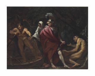 Pietro Testa - Aeneas And The Cumaean Sibyl Presenting The Golden Bough To Charon