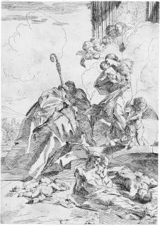 Pietro Testa - Der hl. Nikolaus und der hl. Rochus bitten die Jungfrau um