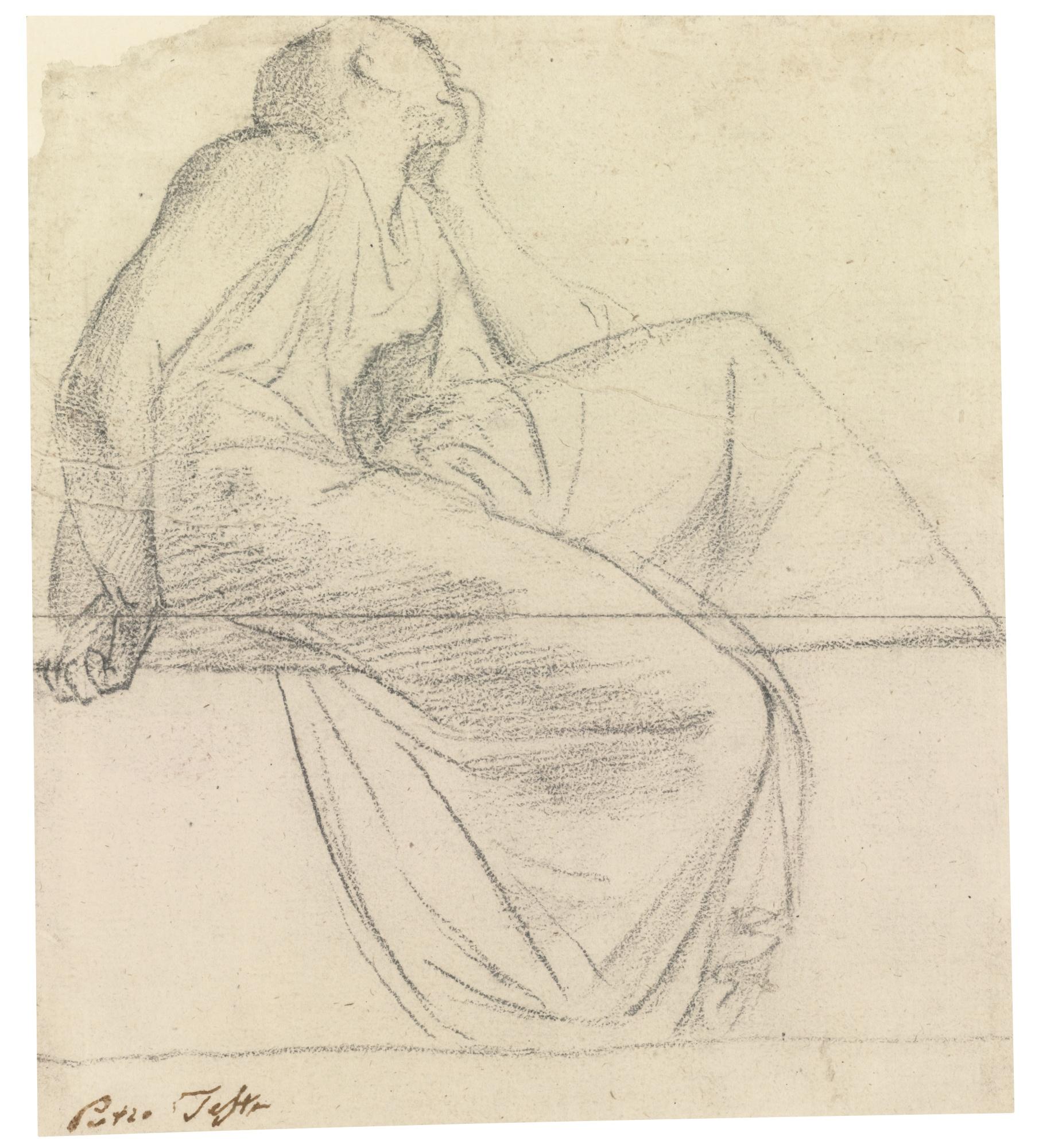 Pietro Testa - Recto: Personification Of A Virtue Verso: Partial Figure Study In Red Chalk  