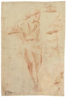 Pietro Testa - Studies for a young woman turned to the right (recto); Studies for her head in profile and left hand (verso)