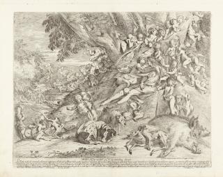 Pietro Testa - Venus und Adonis nach der Jagd, umgeben von Putti