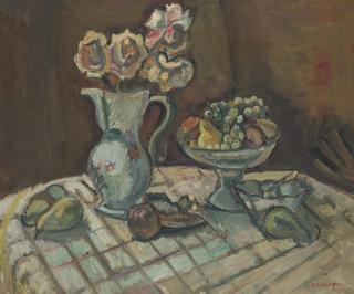 Pinchus Krémègne - Nature morte aux fleurs et aux fruits