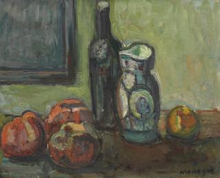 Pinchus Kremegne - Nature Morte Avec Bouteilles Et Fruits