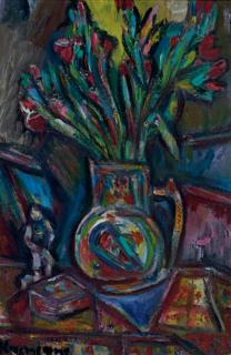 Pinchus Krémègne - Still life of flowers on a table